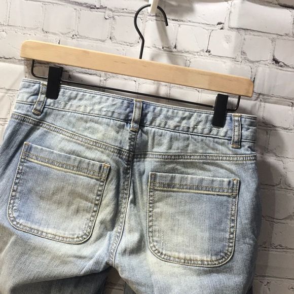 Wide Leg Retro Look  Distressed Denim Sz  0 - Picture 7 of 10